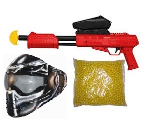 Kids Markierer Blaster / Shotgun cal. 50, inkl. Loader, Maske & 250 Paintballs - Rot - Kostenloser Versand*